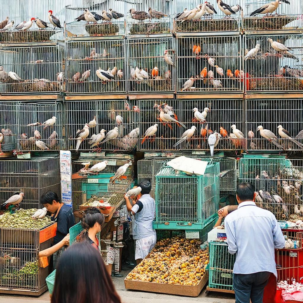 Không khí nhộn nhịp tại Chợ Chim Cảnh Yên Phúc Hà Đông